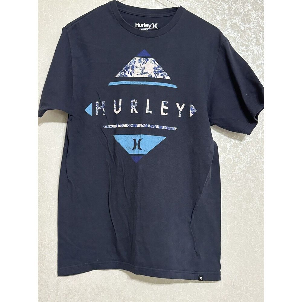 Hurley Short‎ Sleeve Crew Neck 100% Cotton T-shirt Graphic Logo Blue Men's Top M